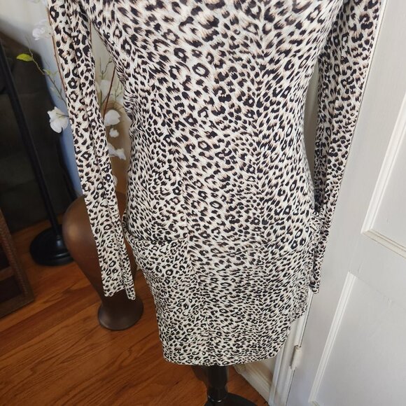 BCBG Maxazria Leopard Print Bodycon Sweater Dress Sz XS - Picture 3 of 10